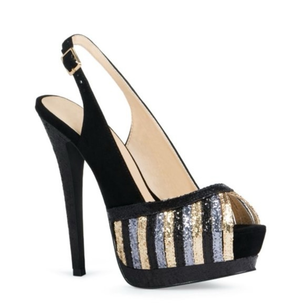 JustFab Charney Platform Peep Toe Heels (Size 9)